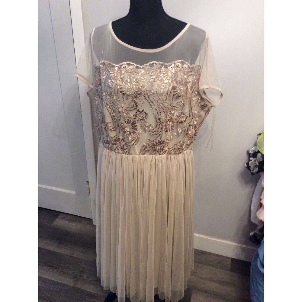 Fairy Tulle Sequin Champagne Dress Plus size 2X VNC Wedding